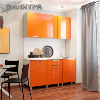 Кухня " Блестки Оранж" 1,5 - Мебельный салон "Палитра"